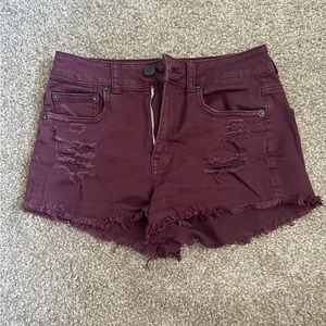 American eagle burgundy jean shorts
